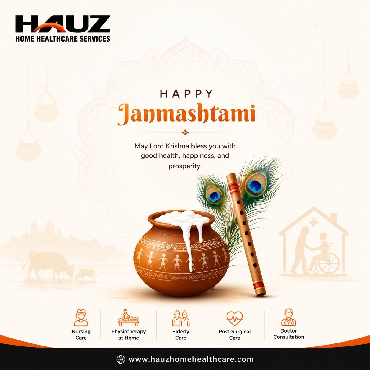 🦚 Happy Janmashtami! 🦚

May Lord Krishna bless every home with good health, happiness, peace, and prosperity. May His divine grace bring strength, care, and positivity to you and your loved ones. 💛🙏

Hauz Home Healthcare Services — Caring for You, Right at Home.

#HappyJanmashtami #Janmashtami #KrishnaJanmashtami #LordKrishna #RadheKrishna