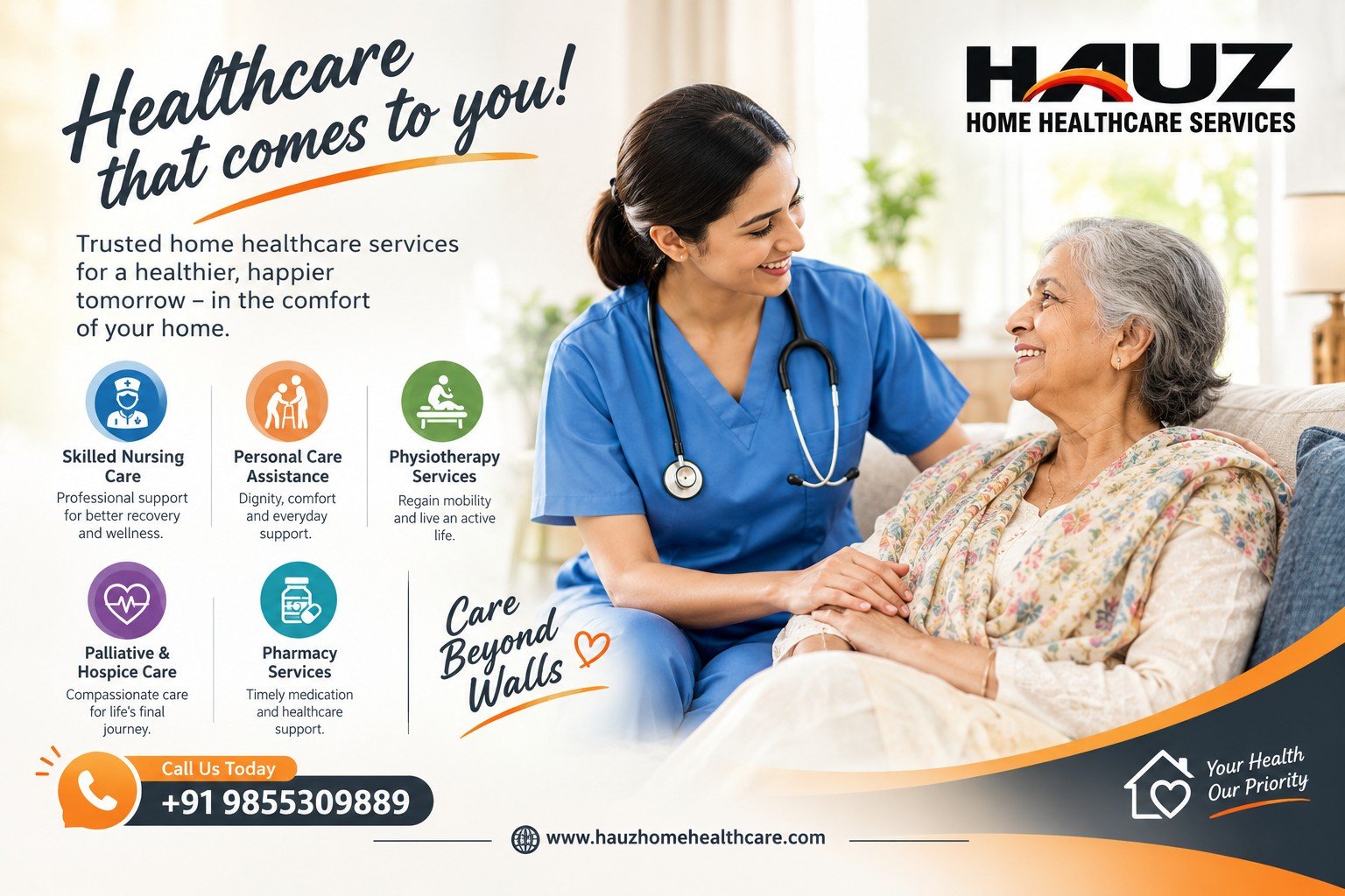 🏡🧡 Healthcare That Comes to You!

Your comfort, health, and well-being deserve the best care — right in the comfort of your own home. 💙

With Hauz Home Healthcare Services, experience compassionate support and personalized care from skilled healthcare professionals.

👩‍⚕️ Skilled Nursing Care
🤝 Personal Care Assistance
💪 Physiotherapy Services
❤️ Palliative & Hospice Care
💊 Pharmacy Services

Because quality healthcare should always feel close to home. Care Beyond Walls. Your Health, Our Priority!

📞 Call Us Today: +91 9855309889
🌐 www.hauzhomehealthcare.com

#HauzHomeHealthcare #HomeHealthcare #HealthcareAtHome #HomeNursing #ElderlyCare #PersonalCare