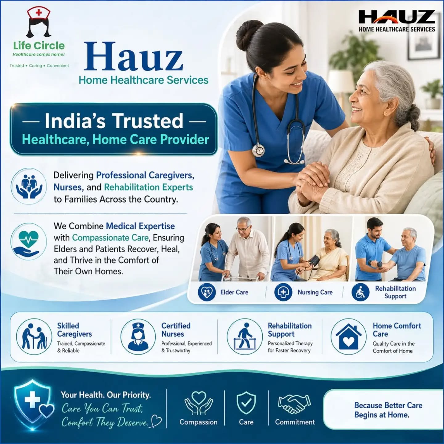 At Hauz Home Healthcare Services, we bring world-class medical expertise right to your doorstep. From skilled nursing to personalized rehabilitation, our mission is to ensure your loved ones recover with dignity and professional care. Trust India's leading home care provider to keep your family safe and healthy.
#HomeHealthcare #ElderCare #NursingCare #HauzHealthcare #HomeRecovery