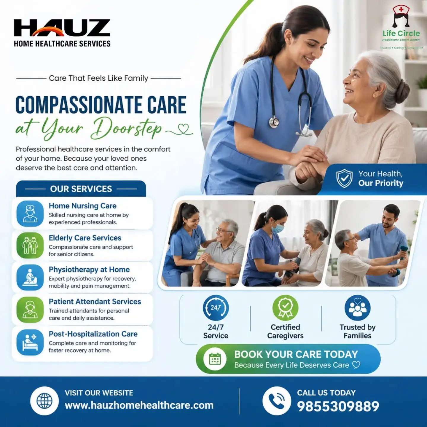 Compassionate healthcare now comes to you. 💙
With Hauz Home Healthcare, your loved ones receive expert medical care, comfort, and attention—right at home.

From home nursing to elderly care and physiotherapy, we are committed to making recovery easier, safer, and more personal.

✨ Because every life deserves care, dignity, and comfort.

📞 Call us today: 9855309889
🌐 Visit: www.hauzhomehealthcare.com

#HauzHomeHealthcare #HomeHealthcare #CareAtHome #HealthcareServices #ElderlyCare